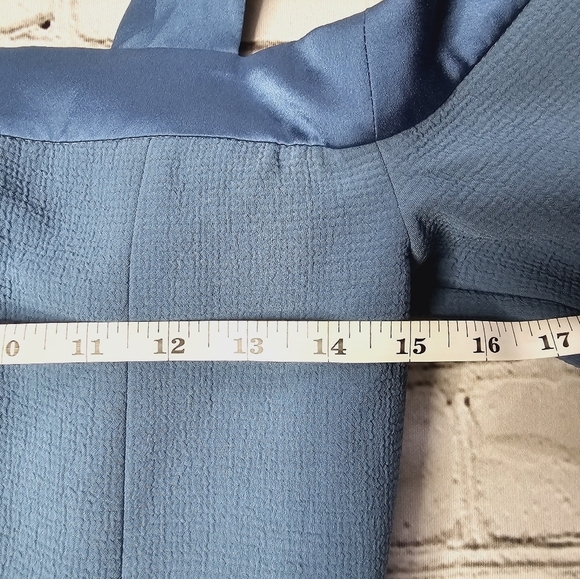 C/Meo Collective Bell Sleeve Blue Crop Dress Top Cold Shoulder Size S - Picture 8 of 10